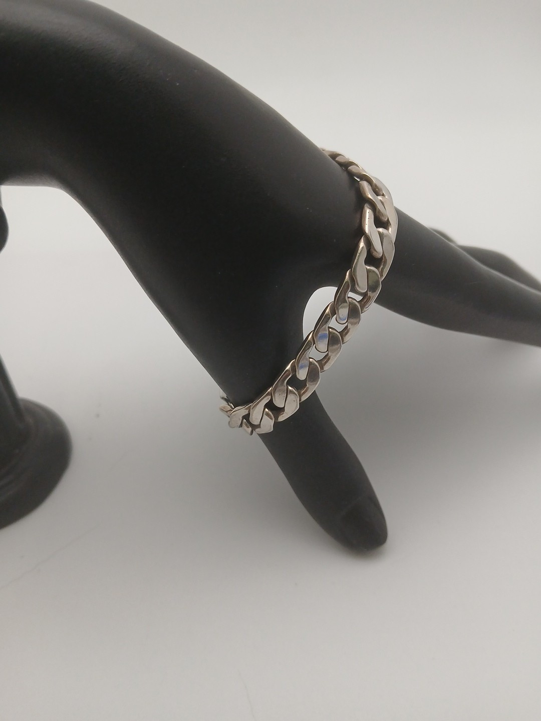 1970s silver-tone tone curb links 1/4 in wide size 7.75 in bracelet