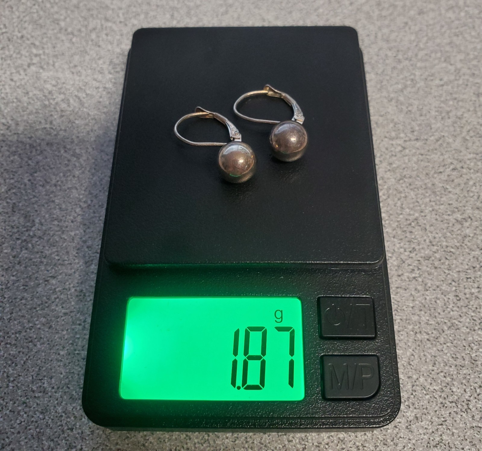 VTG 925 Ball Drop 8mm Earrings Sterling Silver 1.87g Lever Back Polished Dangle