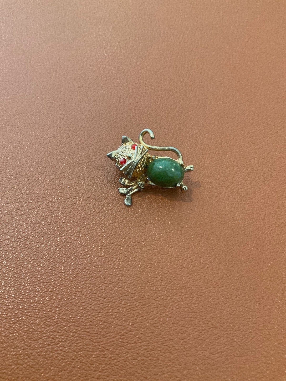 Vintage AC Sterling Silver Gold Wash Jelly Belly Kitty Cat Pin / Brooch