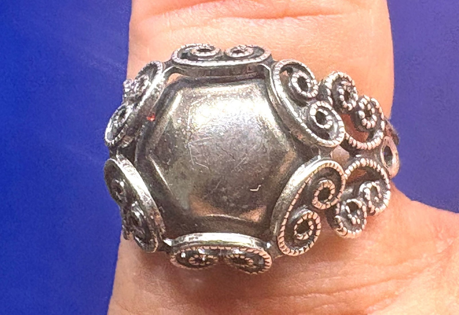 (06) Modernist 1950s Vintage 925 Sterling Silver Ring Adjustable – 3.75 g