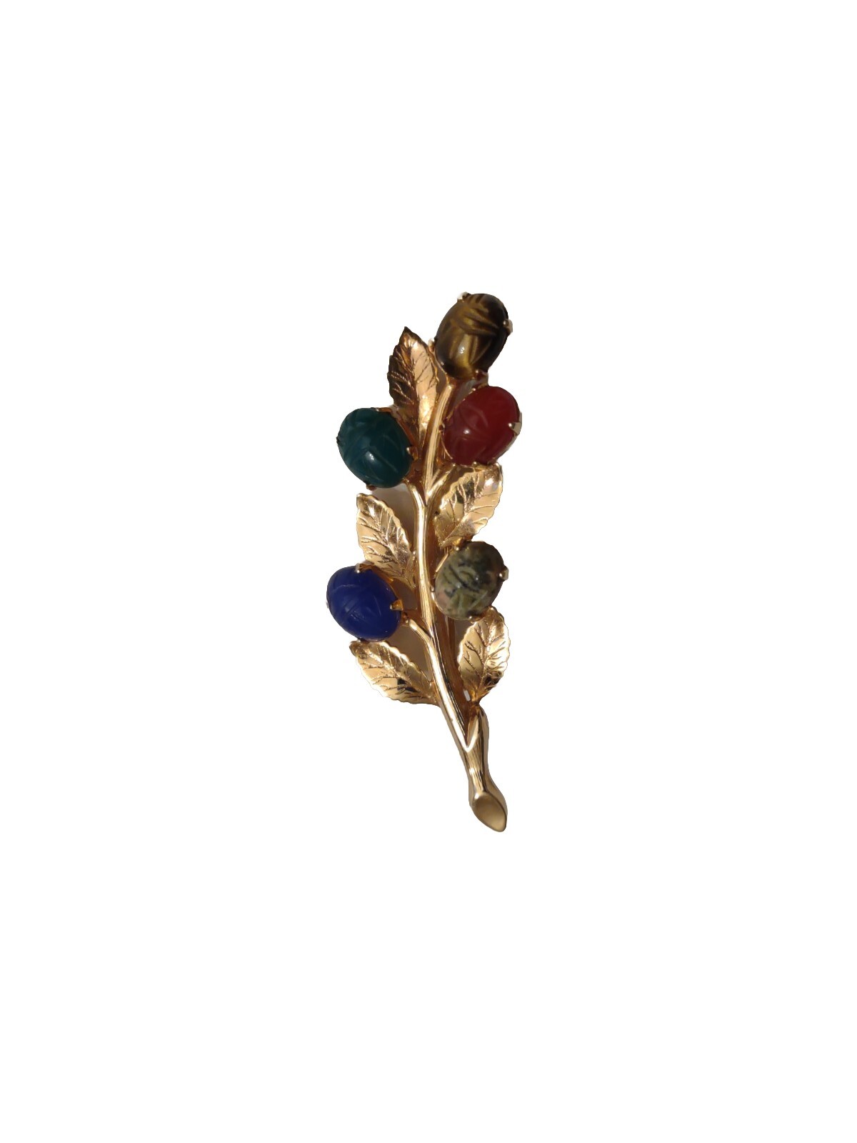 VINTAGE GOLD-TONE SCARAB LEAF PIN / BROOCH, approximately 2 inches length