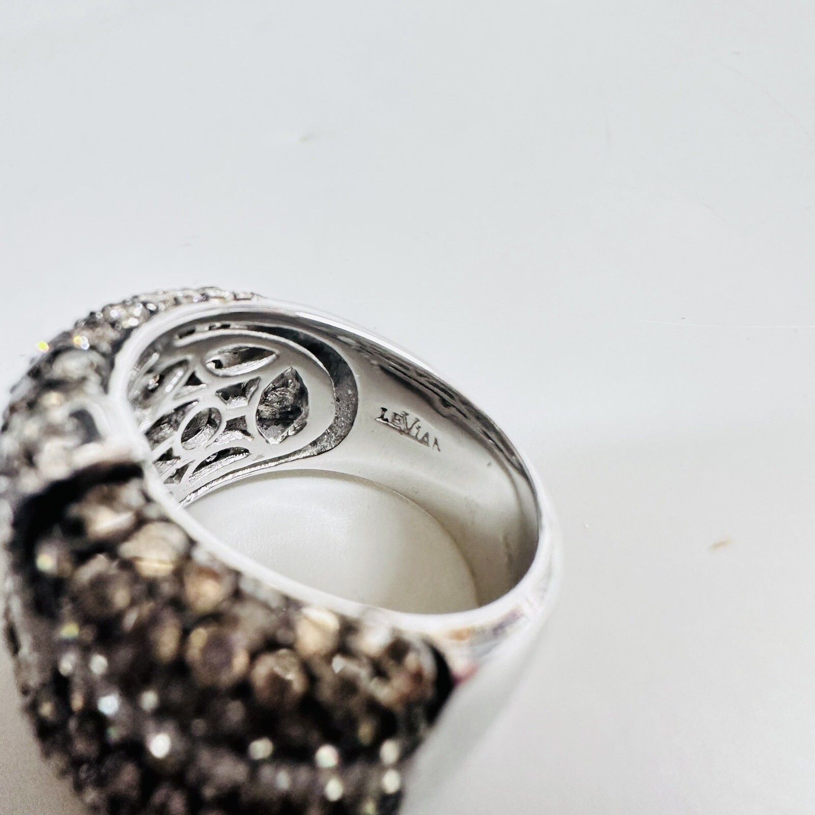 Vintage $10K Le Vian 18k White Gold 4.50cts Champagne & White Diamond Ring