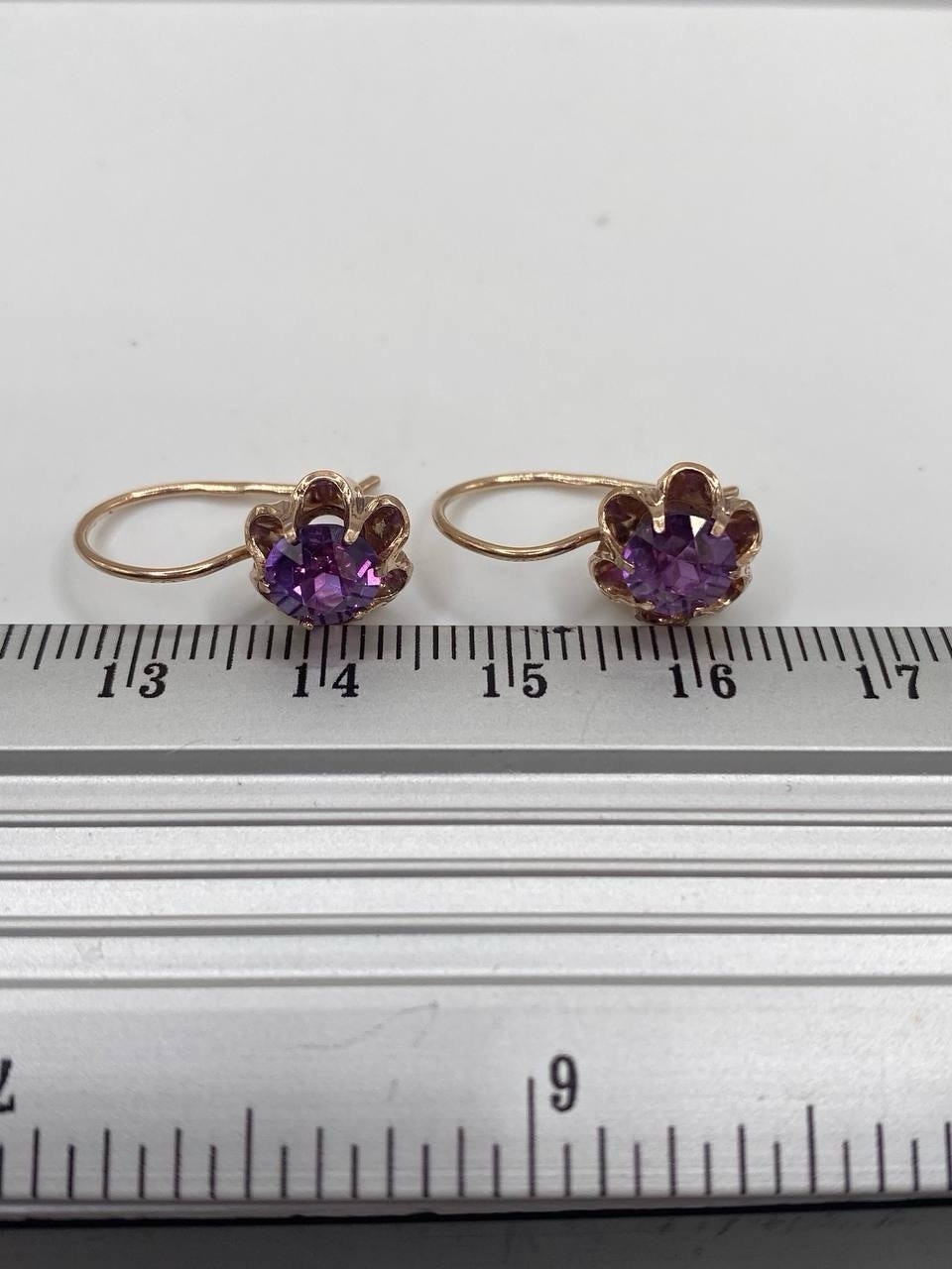 Vintage Gilded Earrings Silver 875 Corundum Soviet Era