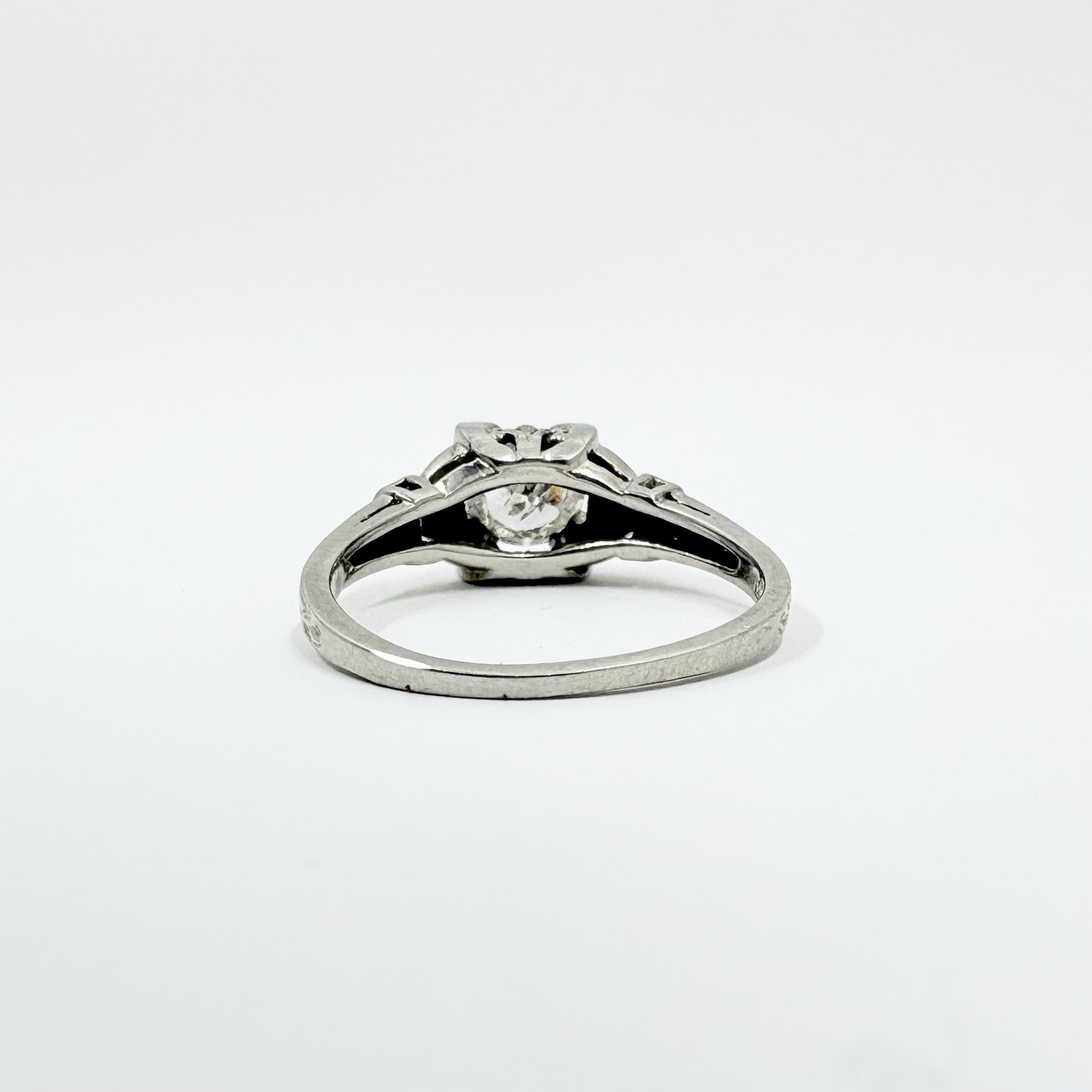 Antique 18k White Gold 0.65ct BELAIS Old European Cut Diamond Engagement Ring