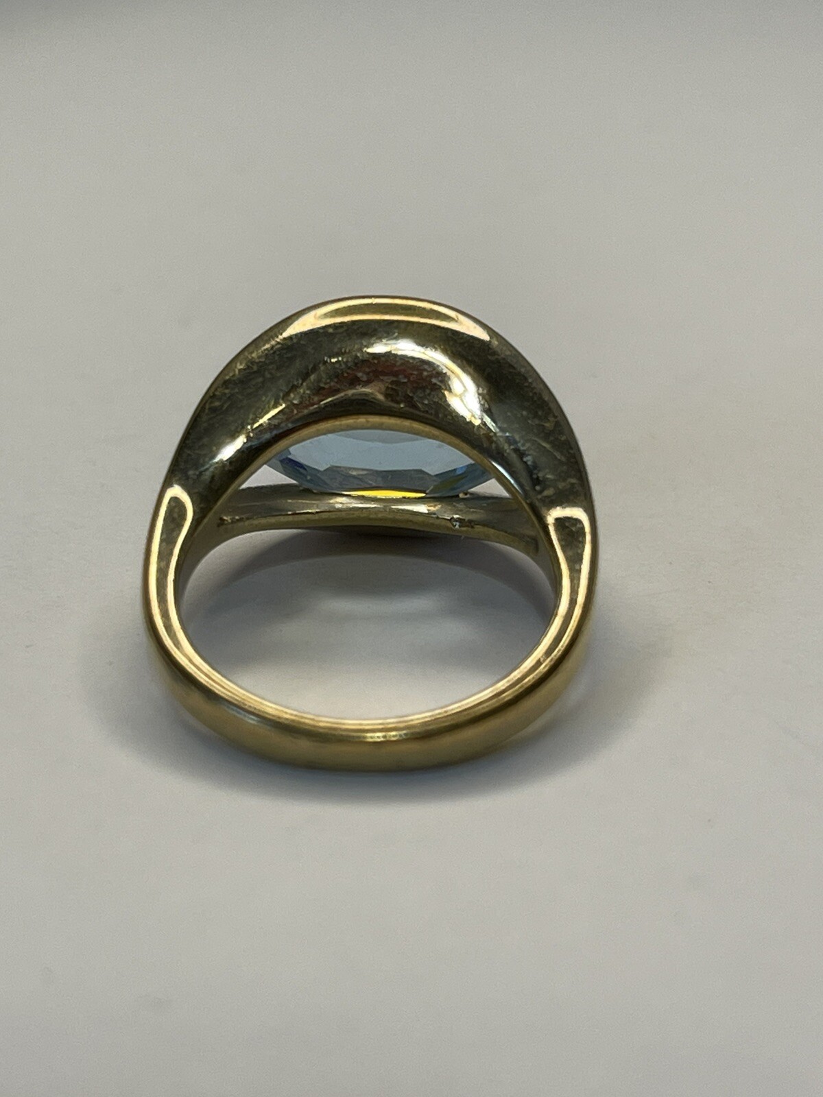 Beautiful 14K Gold Plated Joseph Esposito Oval Shaped Blue Topez Ring, Size 6