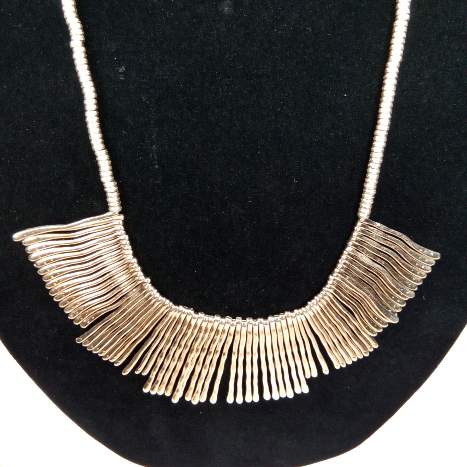 Vintage Stella & Dot Modernist Gold Spike Geometric Bib Statement Necklace