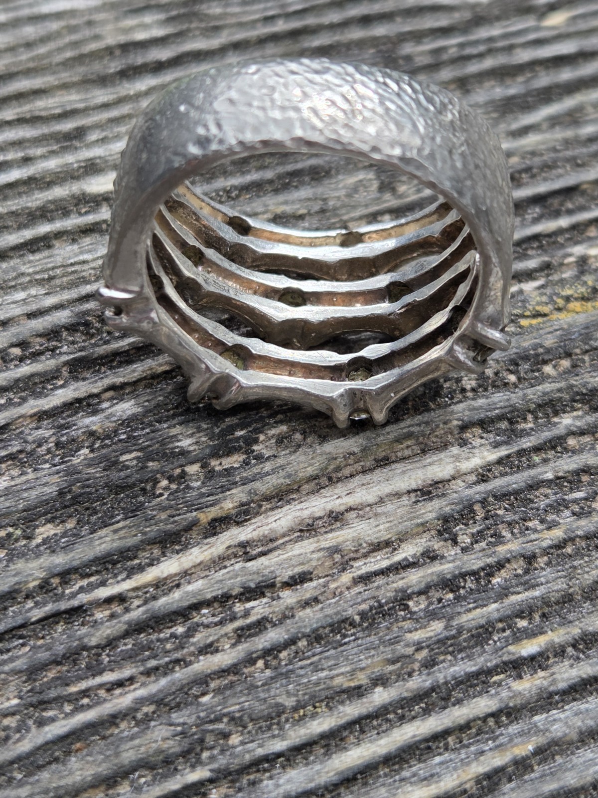 Vintage Sterling Silver Bamboo Ring Stacked 925 Size 7 IVY Thick Multi Band Mens