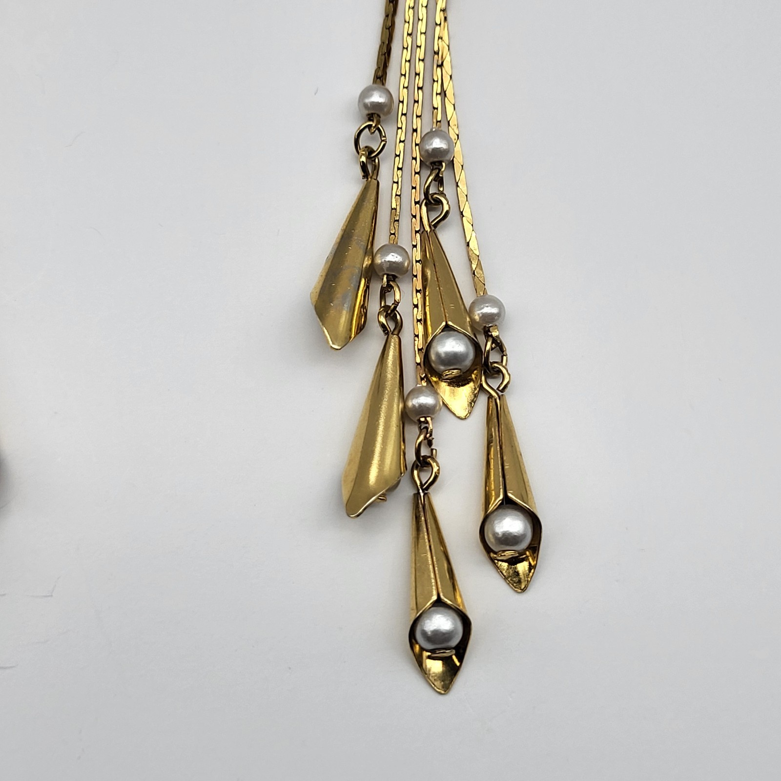 Fabulous dangle Earrings multi strand faux pearl lightweight flirty