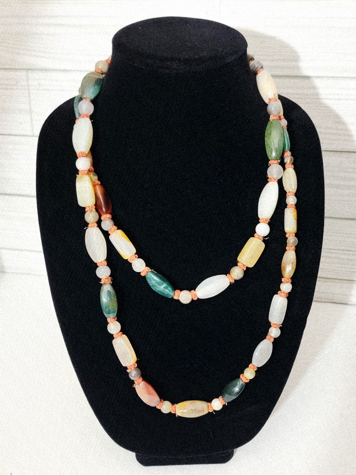 Polished Glass Artisan Multicolor Beggars Beads Knotted 48 inch