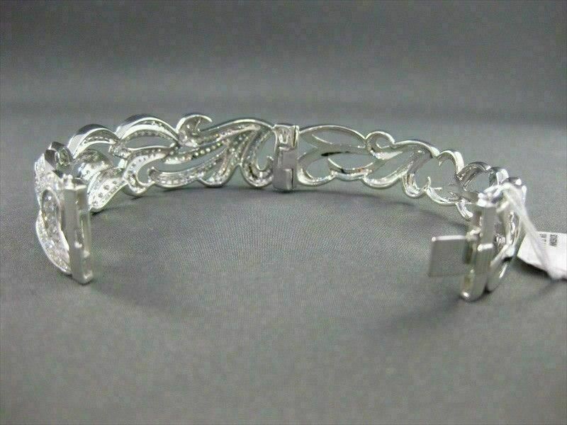 ANTIQUE WIDE 5.48CT DIAMOND 18KT WHITE GOLD BANGLE BRACELET F VS/VVS #G00114