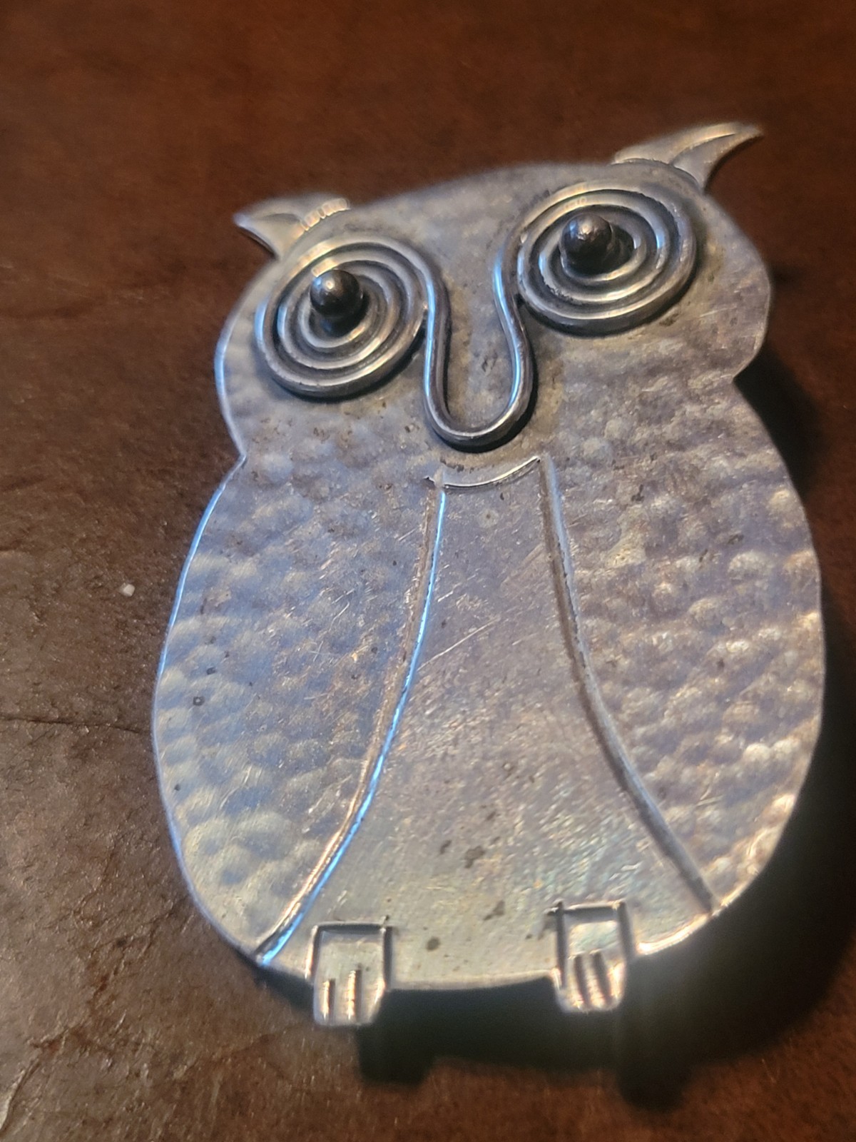 Owl Abbott Gotshall AG Sterling Silver Pin Brooch Vintage signed almost 2″ tall