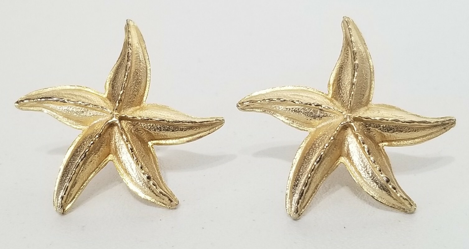 Vintage Gay Boyer Gold Starfish Clip on Earrings