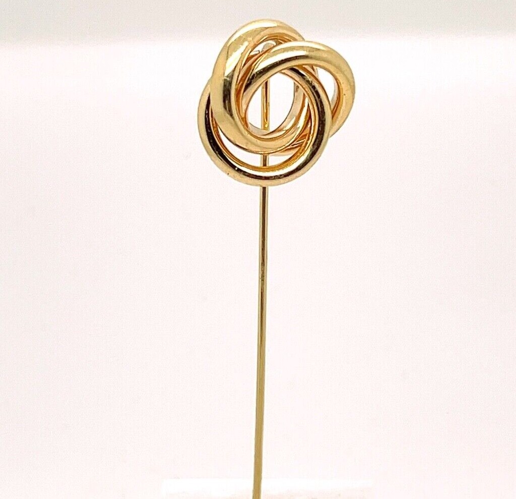 Large Mid-Century 14 Karat Gold Love Knot Stick Pin – 14k VR