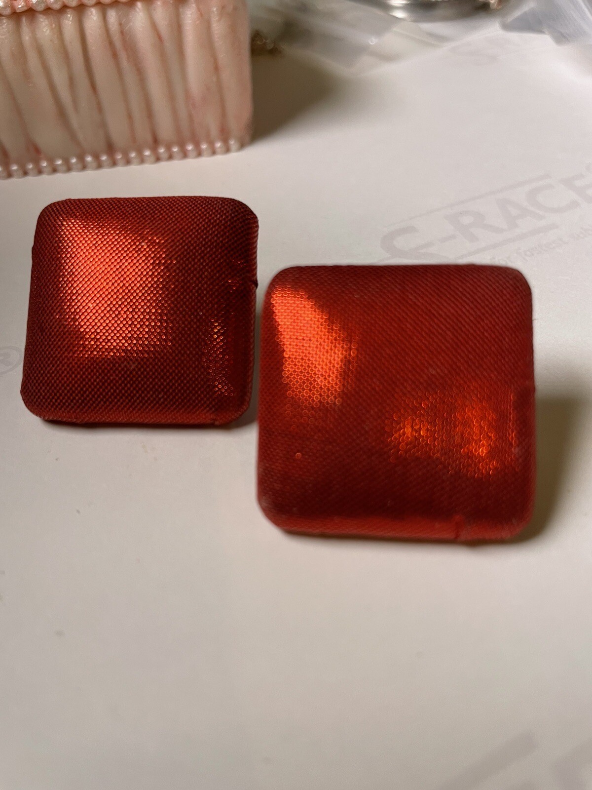 Vtg Different Shapes Gold Tone, Red & Silver tone Sparkling Shimmer Earrings
