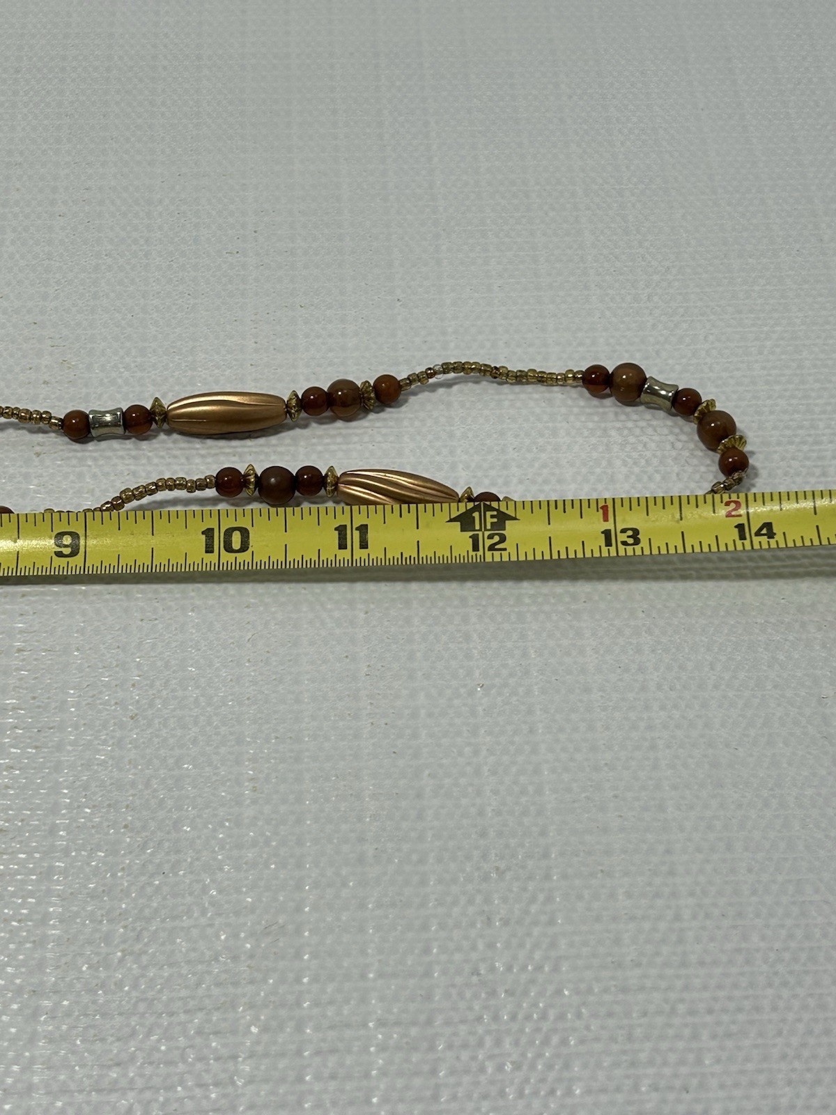 Vintage Brown & Copper Tone Beaded Granny Grandma Core Necklace