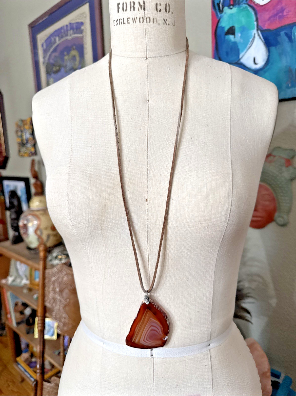 AMAZING BROWN AGATE SLICE NECKLACE oneofakind Boho Festival Earthy Nature Hippie
