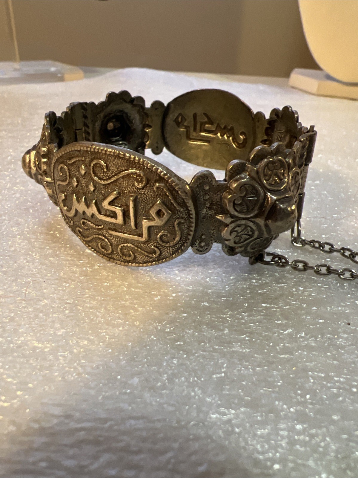 Antique Silver Islamic African Hinged Kabyle Argent Berbère Bracelet