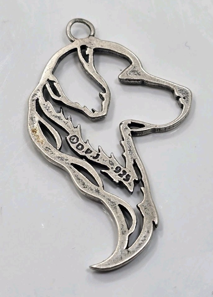 Beautiful Vintage Sterling Silver 925 Dog Face Golden Retriever Pendant