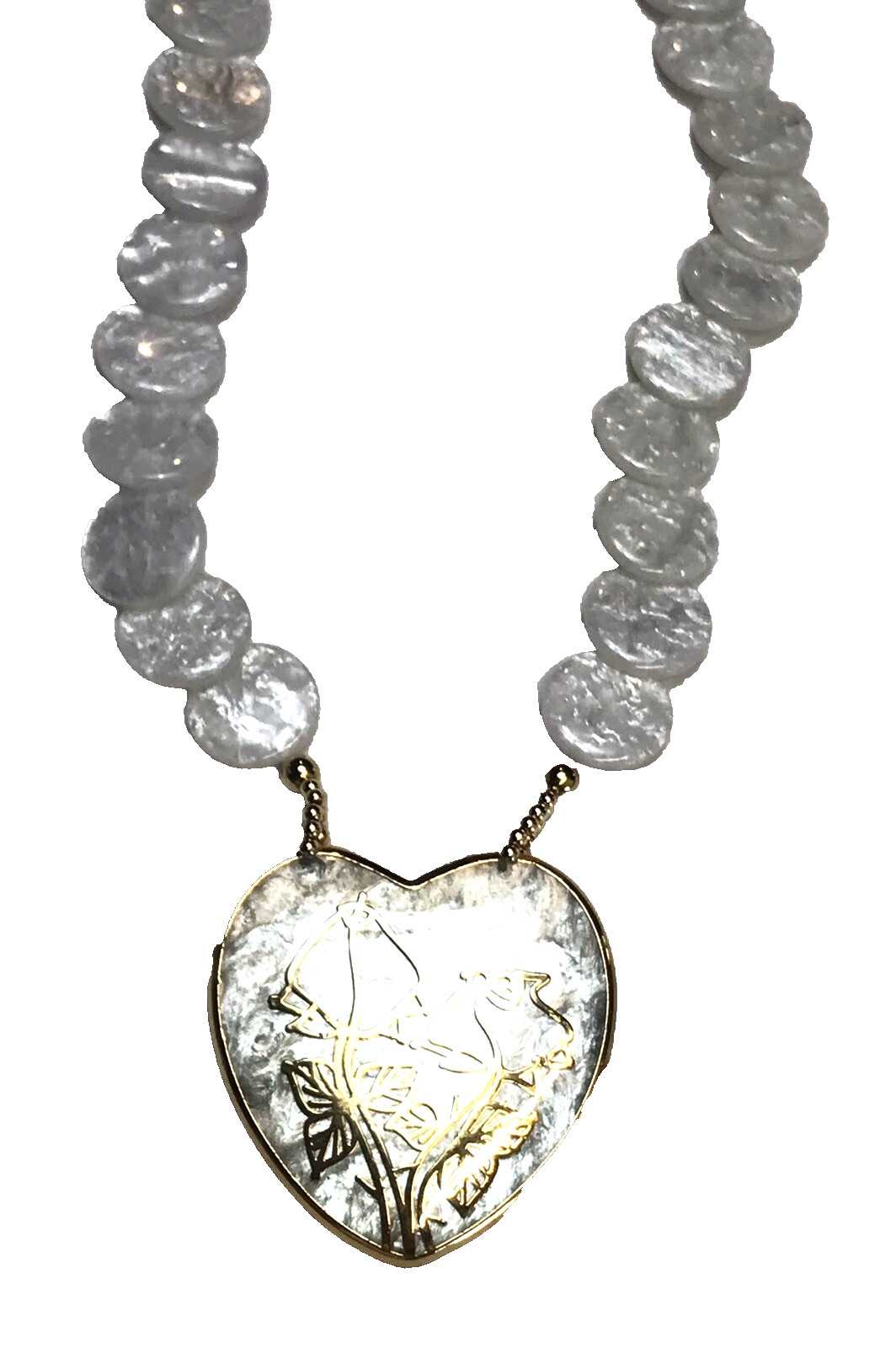 New Vintage White Lucite Statement Necklace Gold Tone Roses Made in Taiwan ROC