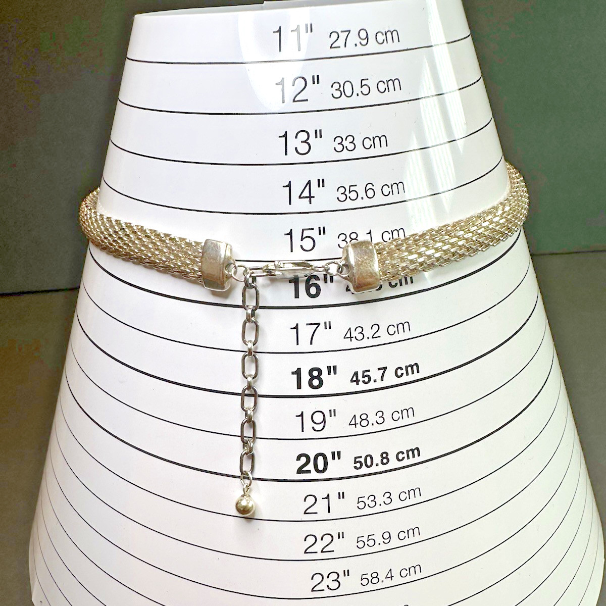 VINTAGE SIGNED GC 925 SOLID STERLING SILVER MESH LINK CHAIN NECKLACE 40 GRAMS