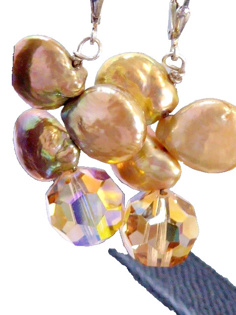 VINTAGE PEARL& CRYSTAL STERLING SILVER PIERCED HOOK FINDING 2″ DANGLE EARRINGS