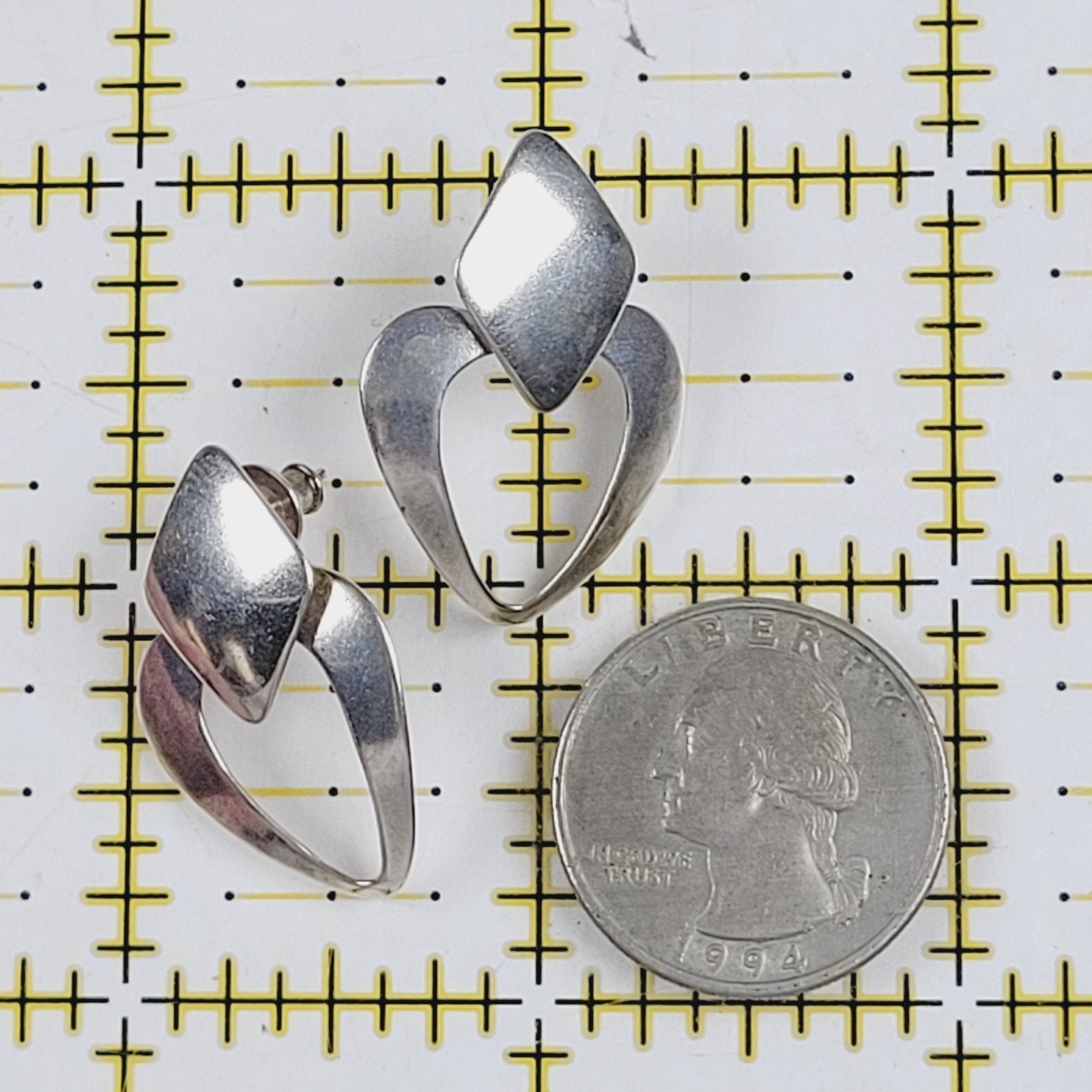 VINTAGE STERLING SILVER DANGLE DROP EARRINGS 925 PRETTY DESIGN CLASSIC