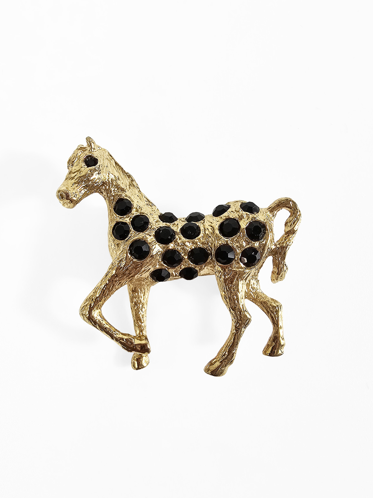 Vintage Horse Running Galloping Gold Tone Brooches Pins Bundle of 2