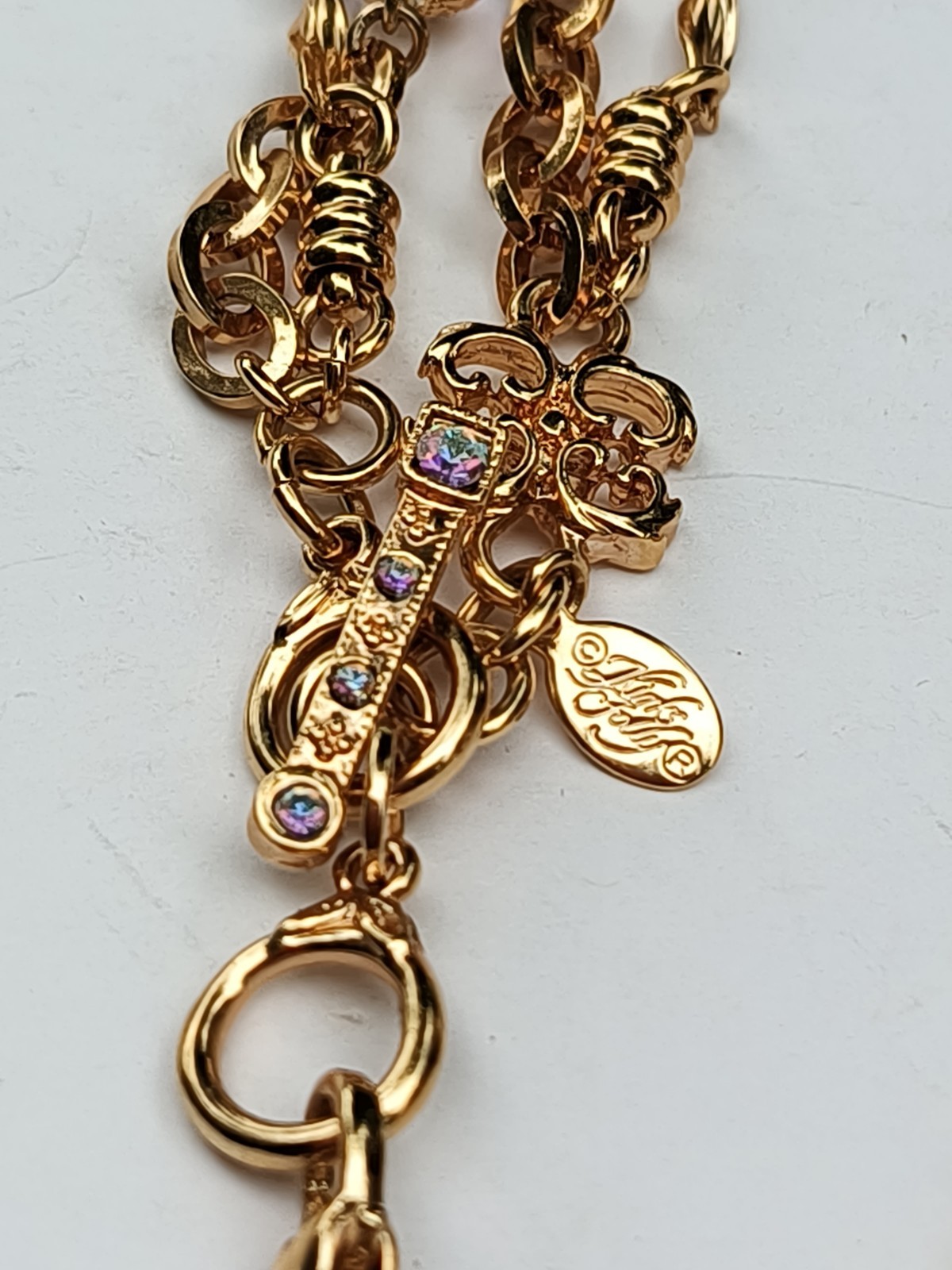 KIRKS FOLLY Angel Irade scent Love Never Dies Pendant AB Gold Tone 27″ Necklace
