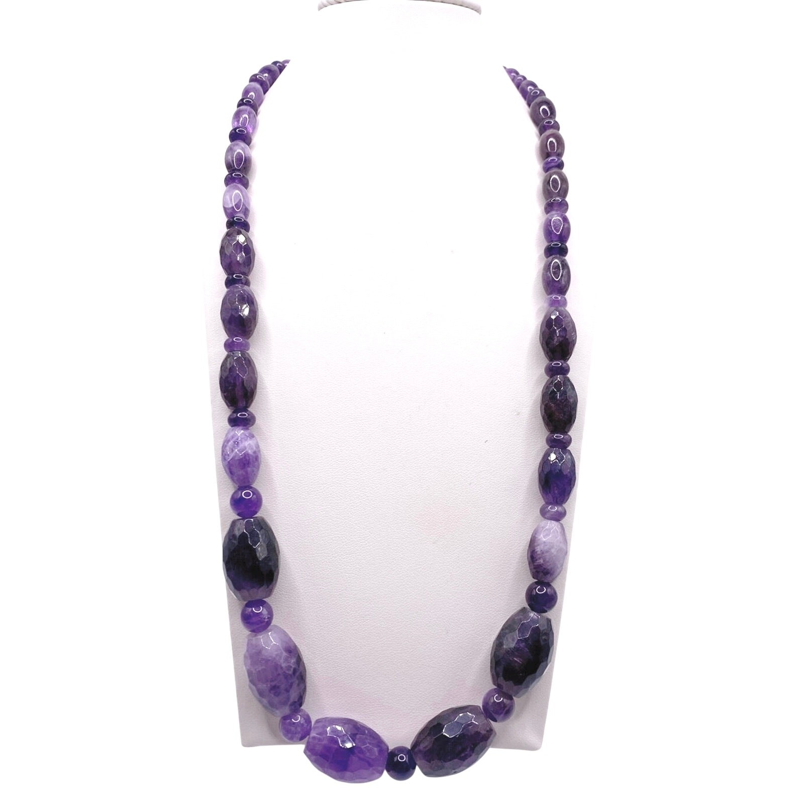 Desert Rose Amethyst Bead Sterling Silver Necklace 22”