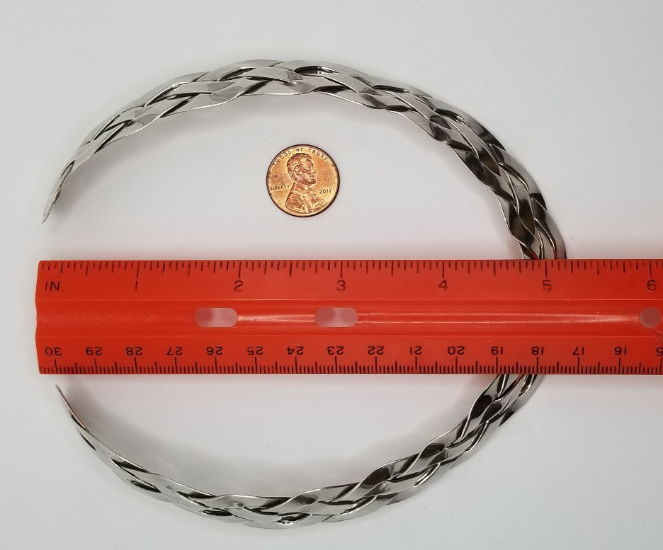 Vintage Sterling Silver Braided Collar Choker Necklace 17.5mm Wide