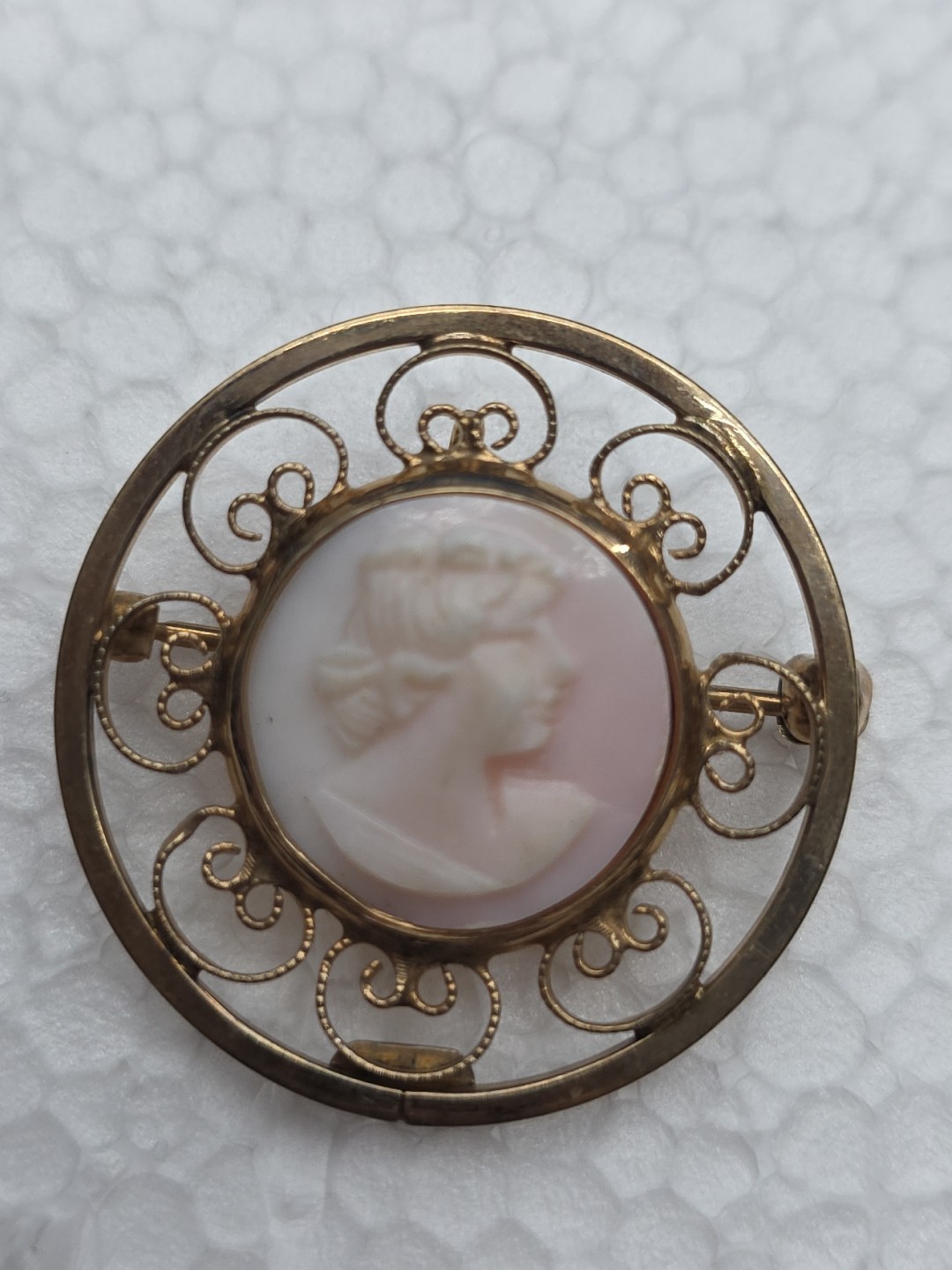 Vintage Catamore 1/20 12k Gold Filled GF Cameo Pin Brooch – 1 1/4″