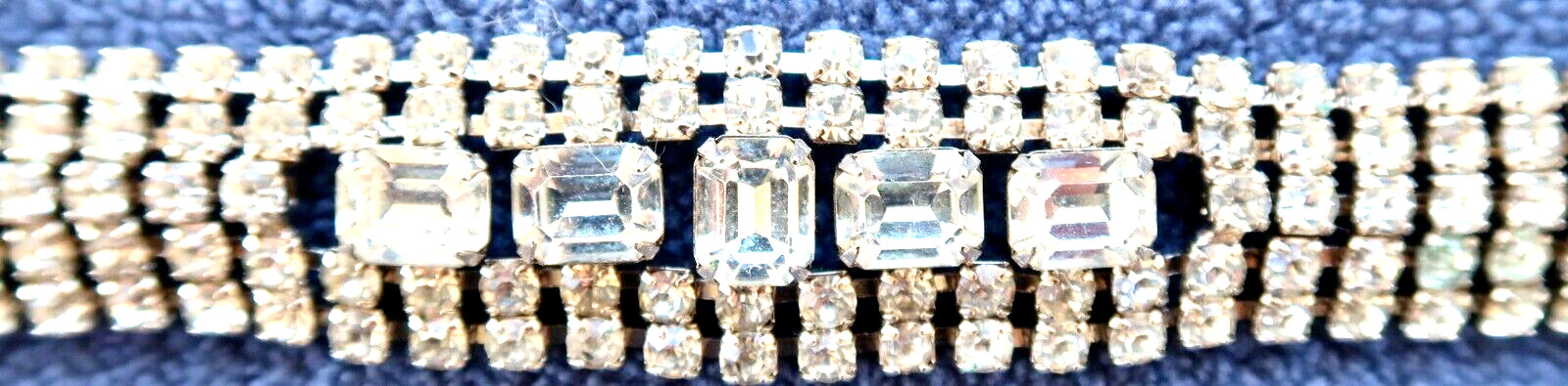 Vintage ART DECO Clear RHINESTONE BRACELET – Geometric, Small & Large Stones
