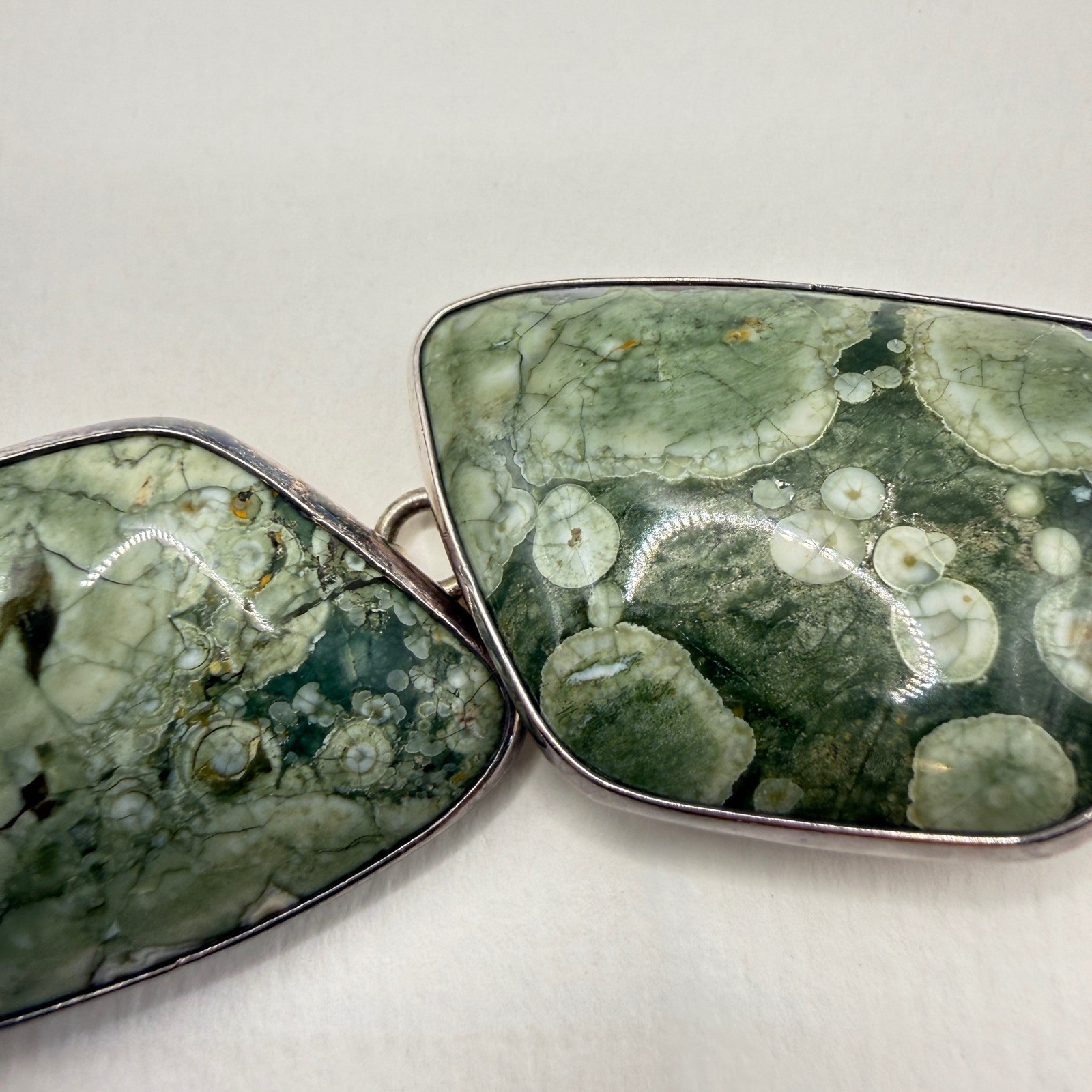 Citlal Castillo Rhyolite Jasper Toggle Bracelet Mexican Sterling Silver Chunky