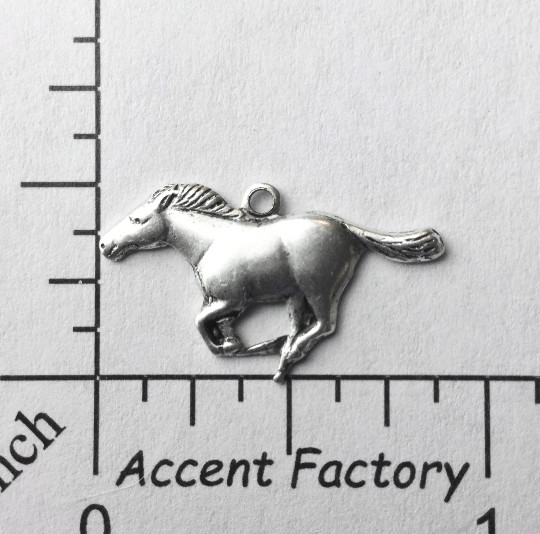 40044 4 Pc Matte Silver Oxidized Running Horse Charm Jewelry Finding