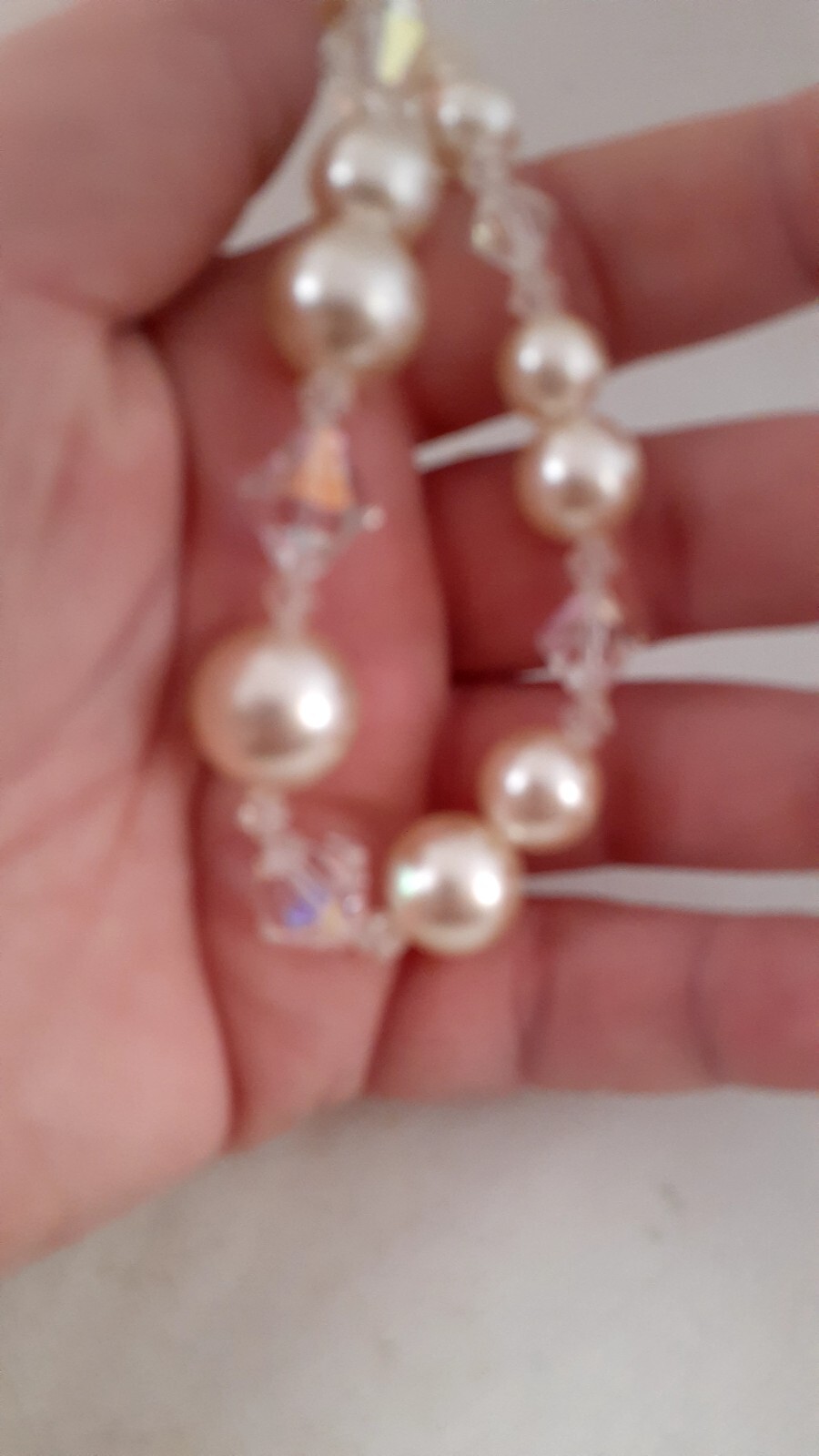 Vintage Lucite Bead & Aurora borealis Necklace. 17.5 in adjustable length