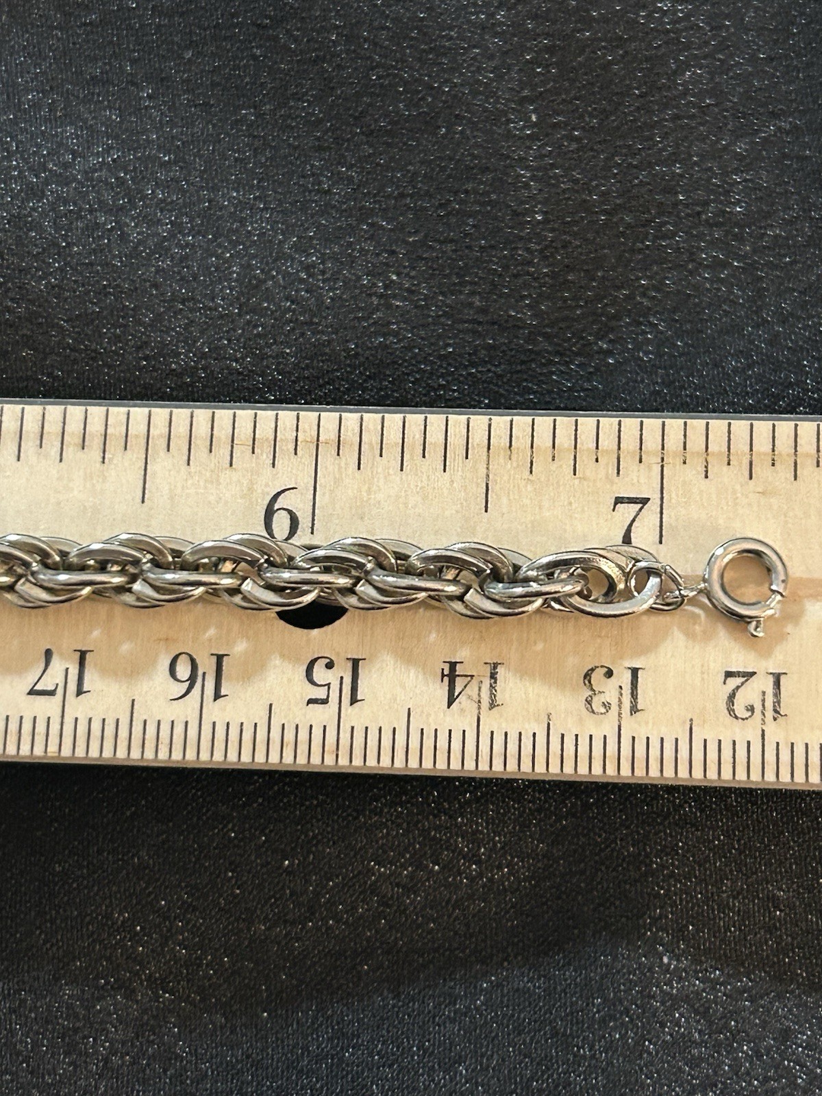 Vintage Silver Tone Chunky Rope Chain Bracelet Sister Hook Clasp Steel Base