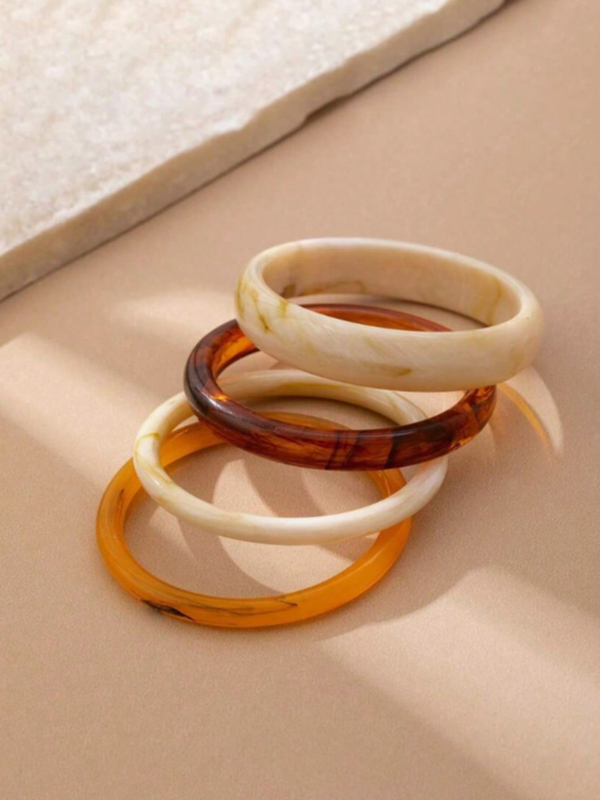 4pcs Multicolor 24 Resin Acrylic Bangle Bracelets For Women Daily Wear