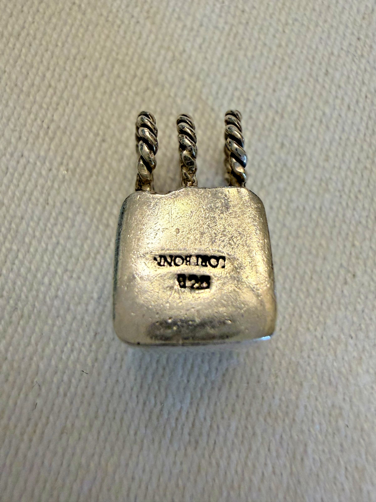 Vtg Lori Bonn Sterling Silver Birthstone Charm 925 Rope Border – May Emerald