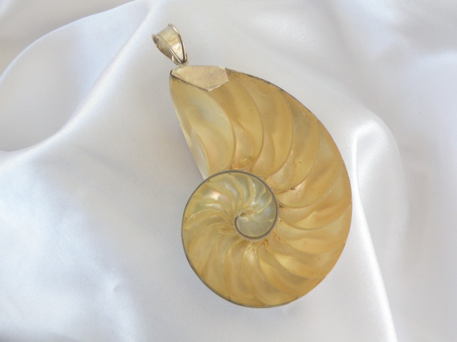 Huge Sterling Silver 925 Nautilus Shell Statement Pendant