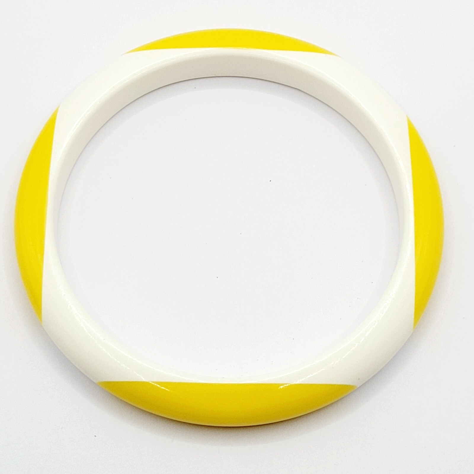 Yellow and White Lucite Vintage 1980s Bangle Bracelet Retro Style