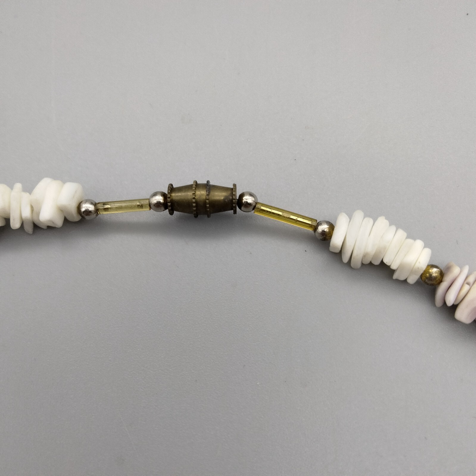 MermaidCore Purple White Puka Choker Necklace Surfer 16″ Gold Tone VTG Beach