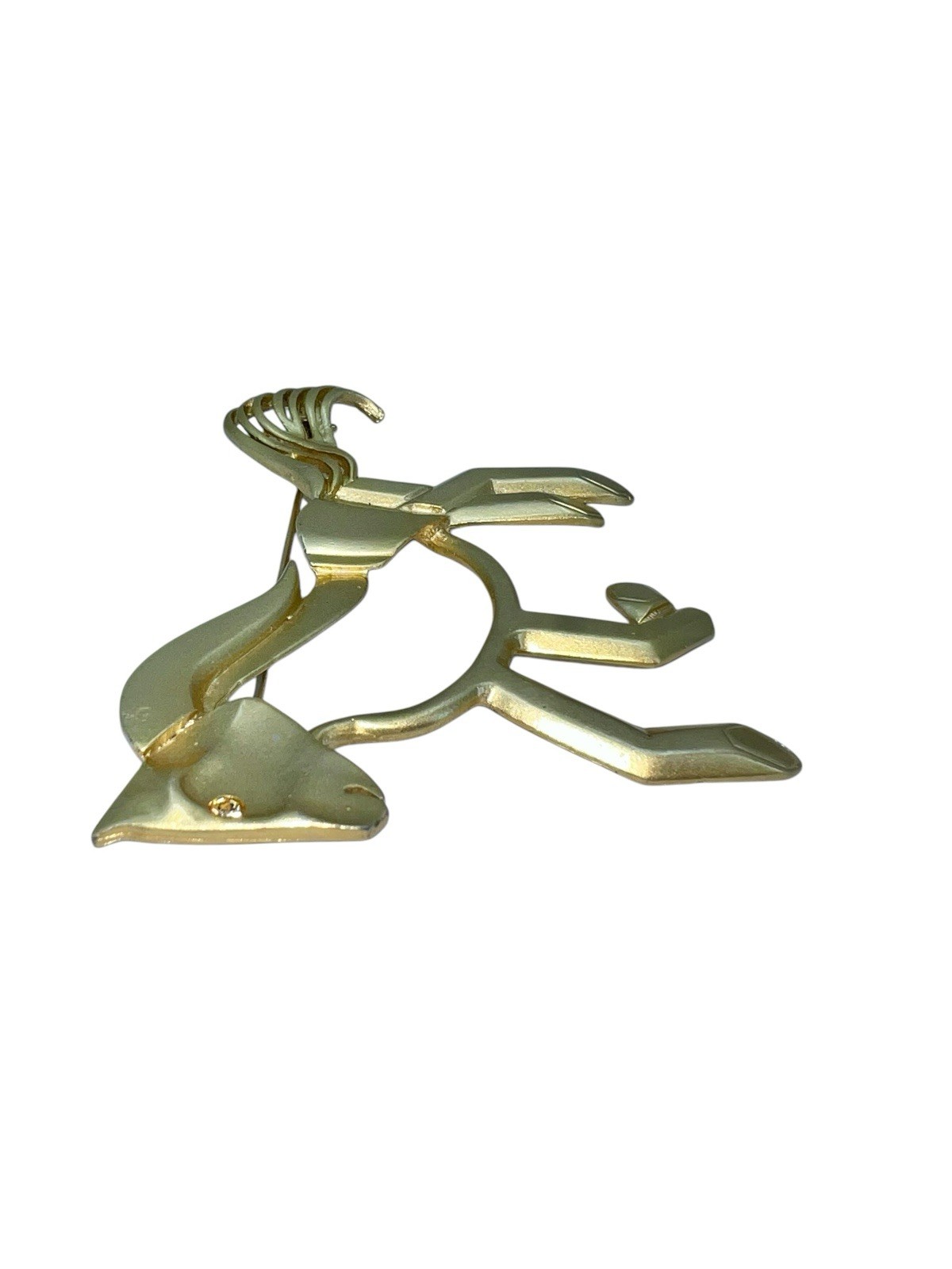 GALLOPING HORSE RHINESTONE BROOCH PIN ABSTRACT BRUTALIST FANTASY WHIMSICAL MAGIC