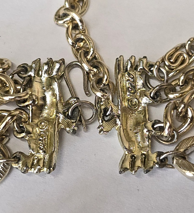 Vintage Coro Signed Multi Row Lightweight Chunky Chain Necklace Gold Tone