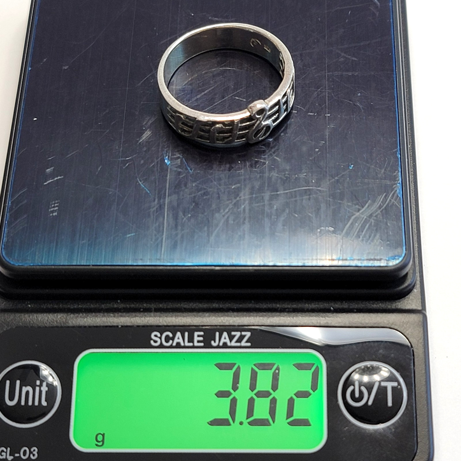 Vintage 925 Silver Music Staff Treble Clef Notes Ring Size 8.75 Musician Unisex