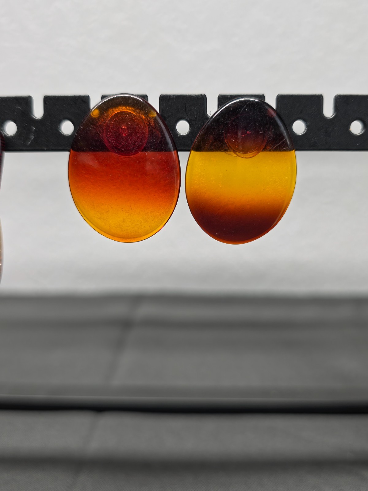 Lot of 2 Vintage Lucite Resin Hoop Stud Earrings Tortoiseshell Amber Ombre Retro