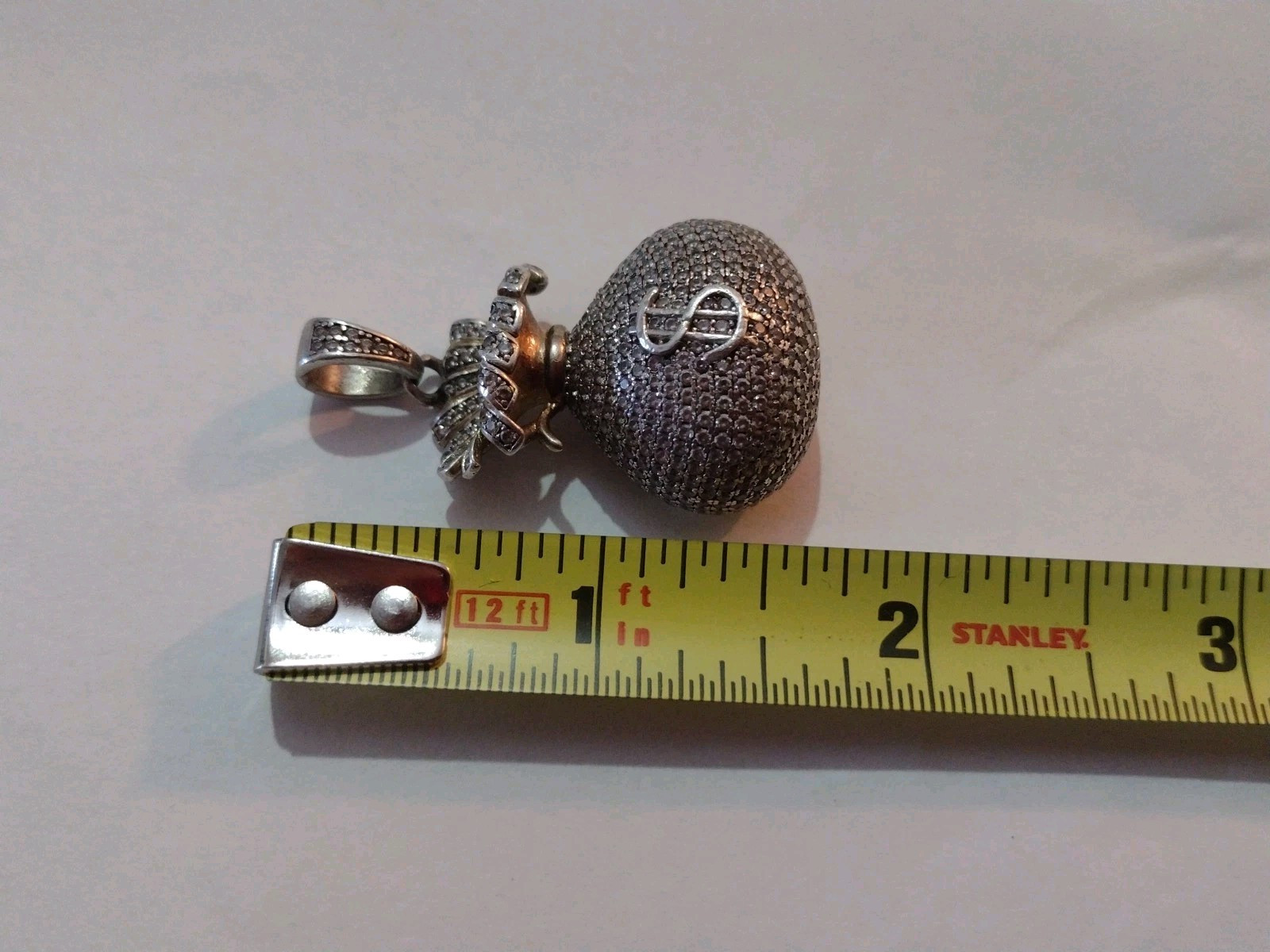 Vintage Sterling Silver Money Bag Locket Pendant “MISSING BACK & STONES”