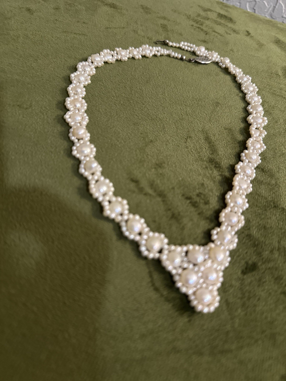 Vintage Handmade Pearl Beaded Statement Necklace – Elegant Bridal Jewelry