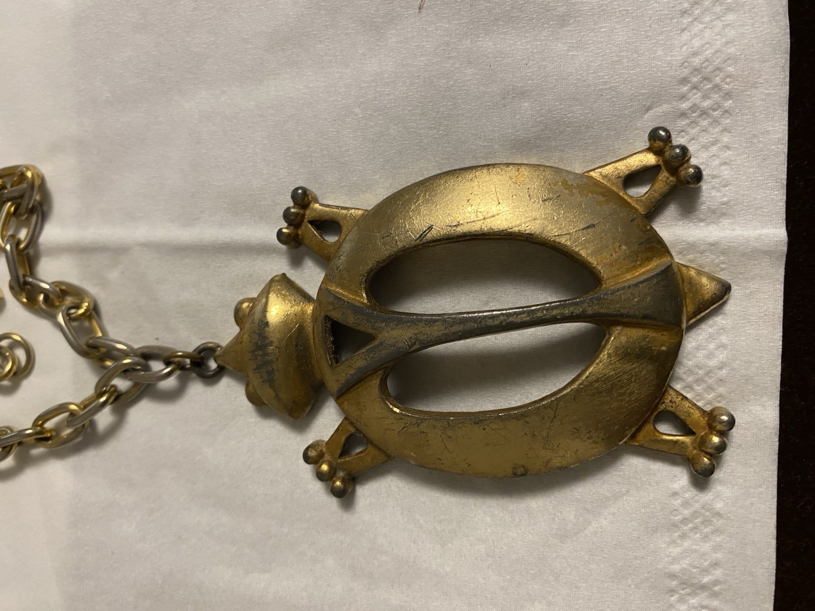 Arthur Pepper Art Turtle Pendant Necklace Gold Tone Hangs Approximately 13 1/2 “