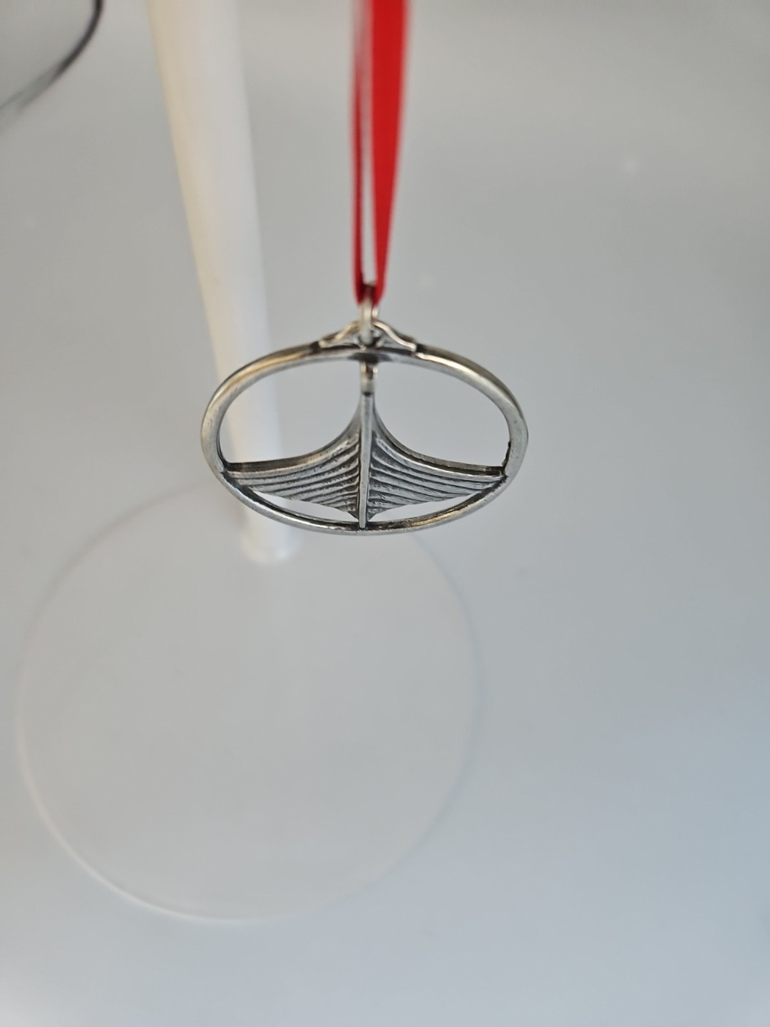 Vintage Havstad Tinn Pendant Pewter Viking Ship Boat Ornament Norway Signed
