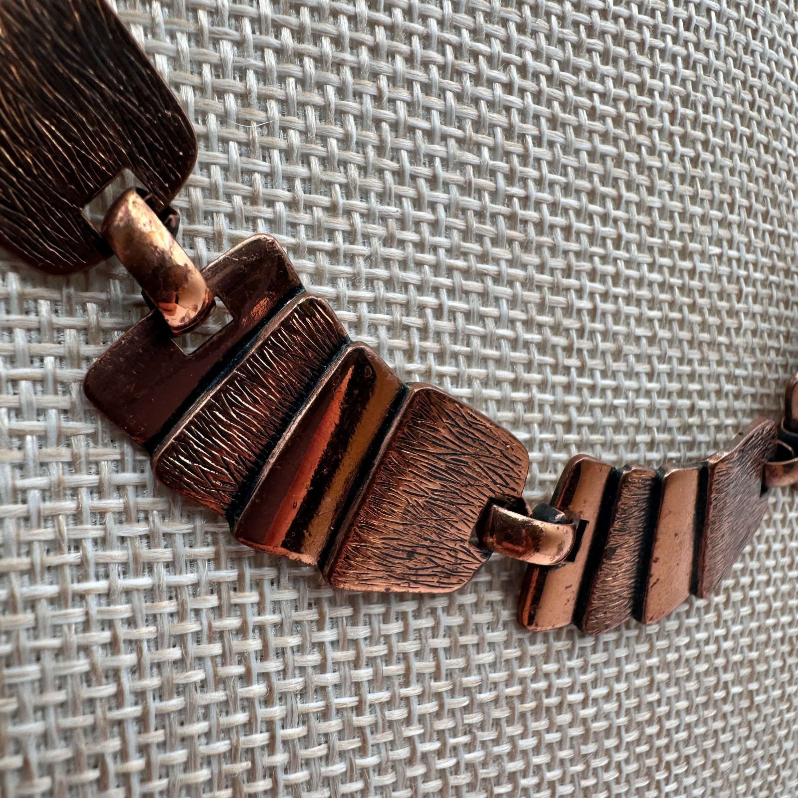 Vintage 90s Copper Tone Textured Panel Collar Necklace Boho Women’s Jewelry